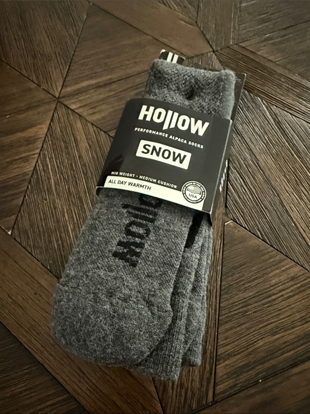 Hollow Performance Alpaca Snow Socks Gray Midweight Medium Cushion